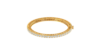 11.13 Ctw Round Cut Diamond Bangle | Antique-Inspired Diamond Bangle & Elegant Vintage Style Jewellery Set In 14K Yellow Gold