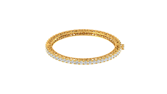 11.13 Ctw Round Cut Diamond Bangle | Antique-Inspired Diamond Bangle & Elegant Vintage Style Jewellery Set In 14K Yellow Gold
