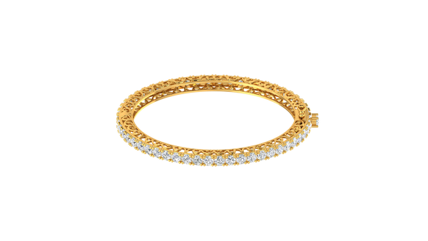 11.13 Ctw Round Cut Diamond Bangle | Antique-Inspired Diamond Bangle & Elegant Vintage Style Jewellery Set In 14K Yellow Gold