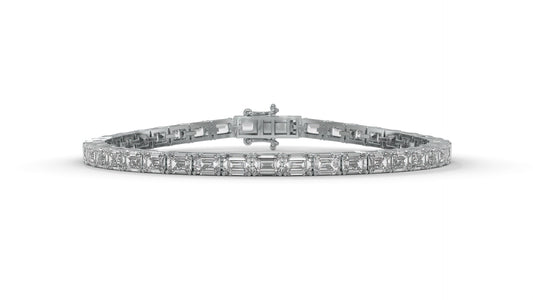 7.80 CTW Emerald Cut Diamond Classic Tennis Bracelet in 14K White Gold