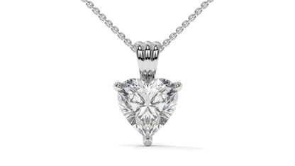 2.00 CTW Heart-Shaped Diamond Solitaire Pendant in 14K White Gold – Secure Claw-Prong Setting