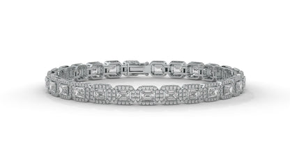 7.00 CTW Diamond Halo Bracelet in 14K White Gold - Luxury Statement Design