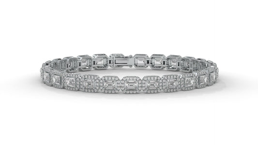 7.00 CTW Diamond Halo Bracelet in 14K White Gold - Luxury Statement Design