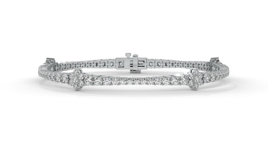 4.95 CTW Diamond Tennis Bracelet in 14K White Gold – Classic Round Cut Design
