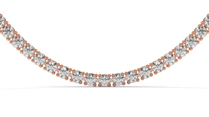 12.50 CTW Diamond Tennis Necklace in 14K Rose Gold – Classic Round Cut Single Row In 17 Inch