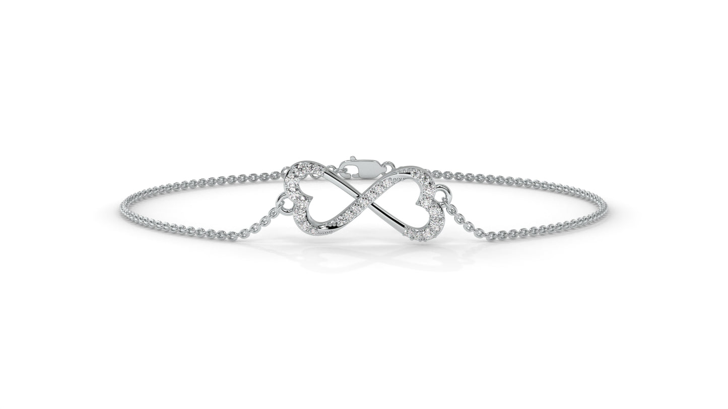 0.17 CTW Diamond Infinity Heart Bracelet in 14K White Gold – Eternal Love Design
