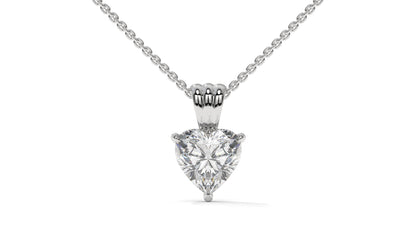 1.00 CTW Heart-Shaped Diamond Solitaire Pendant in 14K White Gold – Secure Claw-Prong Setting