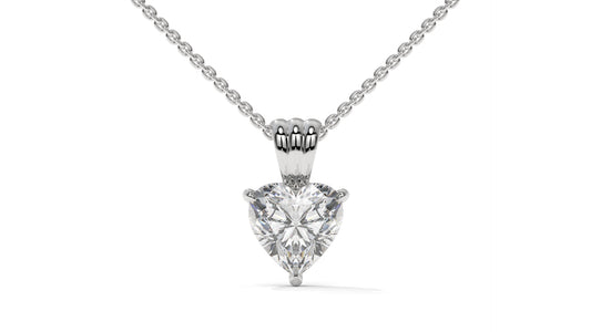1.00 CTW Heart-Shaped Diamond Solitaire Pendant in 14K White Gold – Secure Claw-Prong Setting