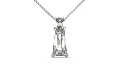 4.00 CTW Tapered Baguette Diamond Solitaire Pendant in 14K White Gold – Secure Claw-Prong Setting