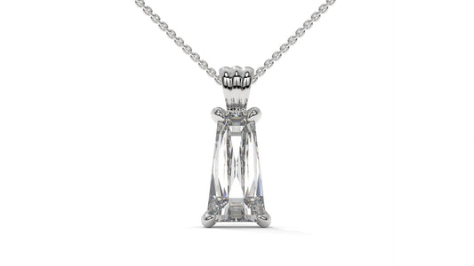 4.00 CTW Tapered Baguette Diamond Solitaire Pendant in 14K White Gold – Secure Claw-Prong Setting