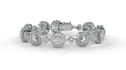 4.18 CTW Diamond Halo Link Bracelet in 14K White Gold