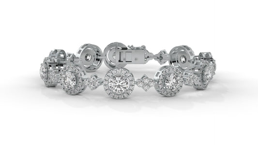 4.18 CTW Diamond Halo Link Bracelet in 14K White Gold