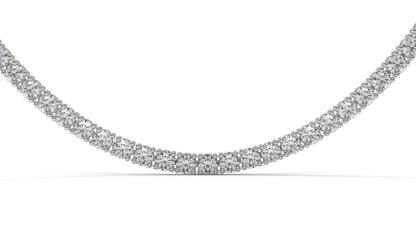 7.50 CTW Diamond Tennis Necklace in 14K White Gold – Classic Round Cut Single Row In 17 Inch