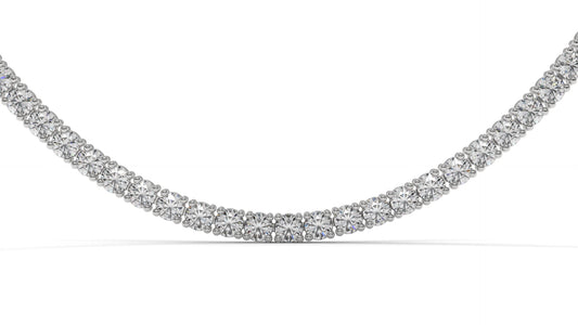 7.50 CTW Diamond Tennis Necklace in 14K White Gold – Classic Round Cut Single Row In 17 Inch
