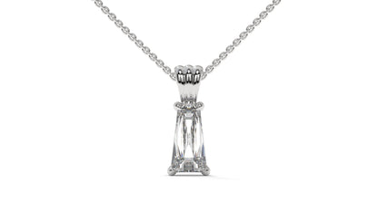 1.50 CTW Tapered Baguette Diamond Solitaire Pendant in 14K White Gold – Secure Claw-Prong Setting