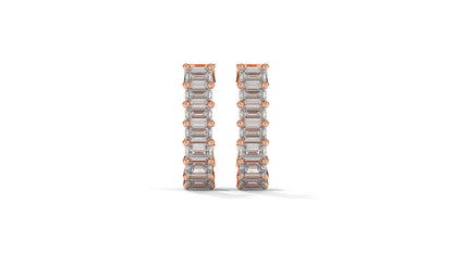 2.20 CTW Emerald-Cut Diamond Hoop Earrings in 14K Rose Gold