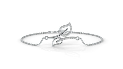 0.17 CTW Diamond Leaf Bracelet in 14K White Gold – Dainty Nature Inspired Jewelry