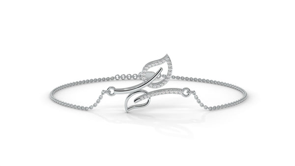 0.17 CTW Diamond Leaf Bracelet in 14K White Gold – Dainty Nature Inspired Jewelry