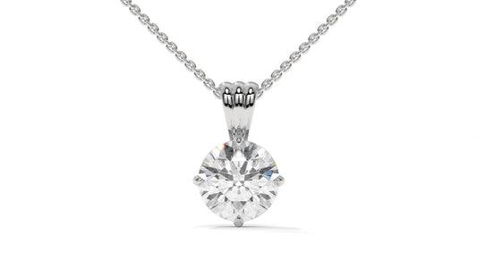 1.00 CTW Round Diamond Four-Prong Solitaire Pendant in 14K White Gold – Secure Claw-Prong Setting