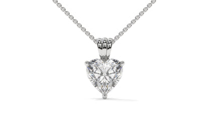 1.50 CTW Heart-Shaped Diamond Solitaire Pendant in 14K White Gold – Secure Claw-Prong Setting