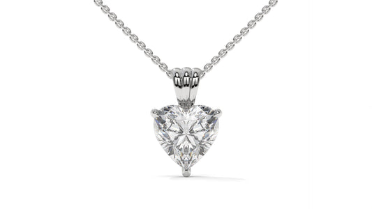 1.50 CTW Heart-Shaped Diamond Solitaire Pendant in 14K White Gold – Secure Claw-Prong Setting