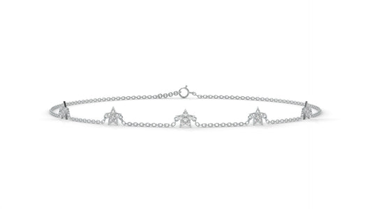 0.75 Ctw Diamond Star Bracelet in 14K White Gold
