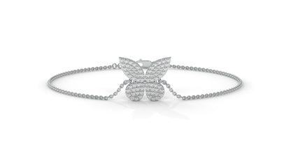 0.43 CTW Diamond Butterfly Bracelet in 14K White Gold – Pavé Butterfly Design