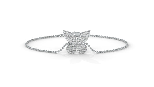 0.43 CTW Diamond Butterfly Bracelet in 14K White Gold – Pavé Butterfly Design