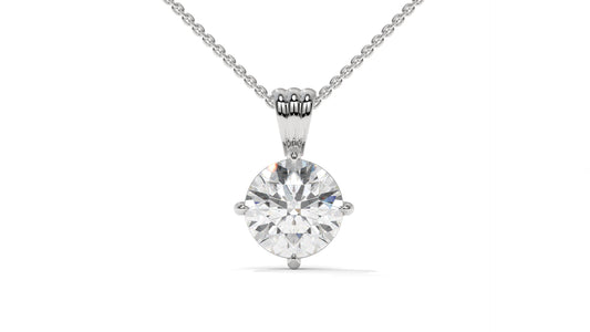 2.00 CTW Round Diamond Four-Prong Solitaire Pendant in 14K White Gold – Secure Claw-Prong Setting