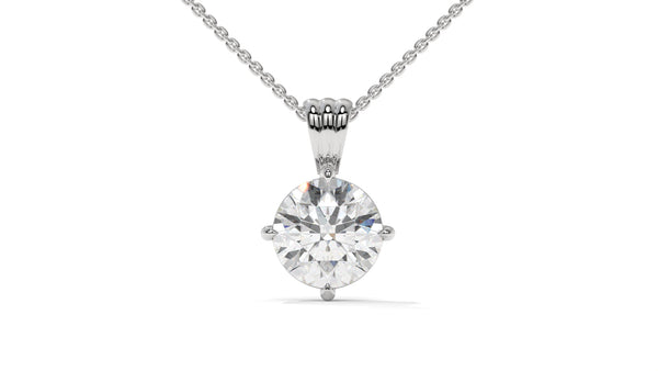 2.00 CTW Round Diamond Four-Prong Solitaire Pendant in 14K White Gold – Secure Claw-Prong Setting