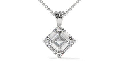 3.00 CTW Asscher-Cut Diamond Solitaire Pendant in 14K White Gold – Secure Claw-Prong Setting