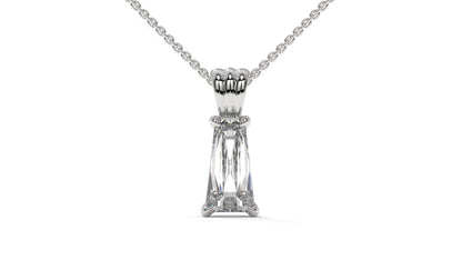 2.00 CTW Tapered Baguette Diamond Solitaire Pendant in 14K White Gold – Secure Claw-Prong Setting