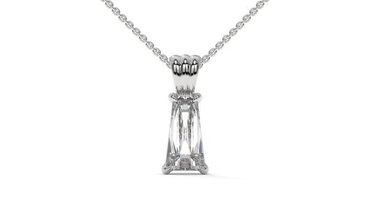 2.00 CTW Tapered Baguette Diamond Solitaire Pendant in 14K White Gold – Secure Claw-Prong Setting