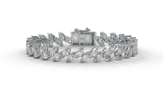 12.50 CTW Marquise Diamond Bracelet in 14K White Gold – Double Row Design