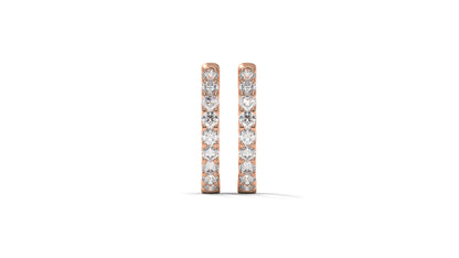 1.56 CTW Round Diamond Hoop Earrings in 14K Rose Gold