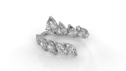 2.46 CTW Pear and Marquise Diamond Ring in 14K White Gold
