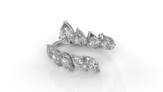 2.46 CTW Pear and Marquise Diamond Ring in 14K White Gold