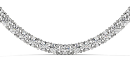 17.50 CTW Diamond Tennis Necklace in 14K White Gold – Classic Round Cut Single Row In 17 Inch
