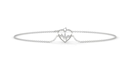 0.11 CTW Diamond Heartbeat Bracelet in 14K White Gold – Heart Outline Design