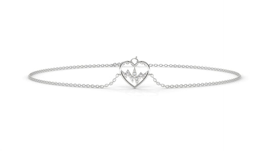 0.11 CTW Diamond Heartbeat Bracelet in 14K White Gold – Heart Outline Design