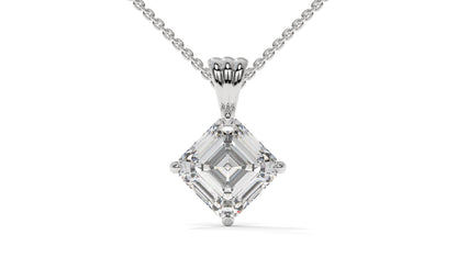 2.00 CTW Asscher-Cut Diamond Solitaire Pendant in 14K White Gold – Secure Claw-Prong Setting