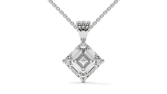 2.00 CTW Asscher-Cut Diamond Solitaire Pendant in 14K White Gold – Secure Claw-Prong Setting