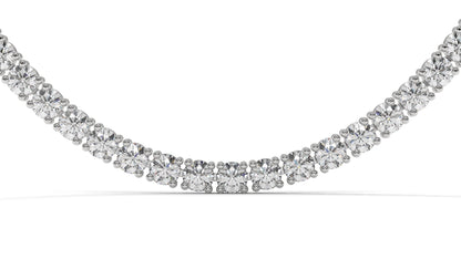 15 CTW Diamond Tennis Necklace in 14K White Gold – Classic Round Cut Single Row  In 17 Inch