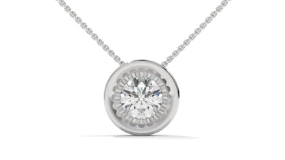 1.00 CTW Round Diamond Bezel-Set Solitaire Pendant in 14K White Gold