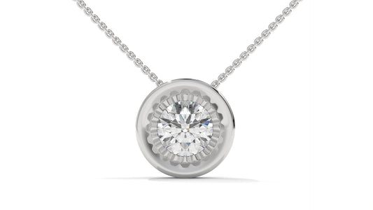 1.00 CTW Round Diamond Bezel-Set Solitaire Pendant in 14K White Gold
