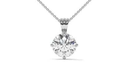 2.50 CTW Round Diamond Four-Prong Solitaire Pendant in 14K White Gold – Secure Claw-Prong Setting