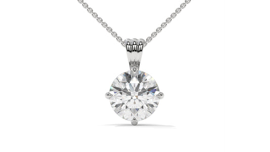 2.50 CTW Round Diamond Four-Prong Solitaire Pendant in 14K White Gold – Secure Claw-Prong Setting