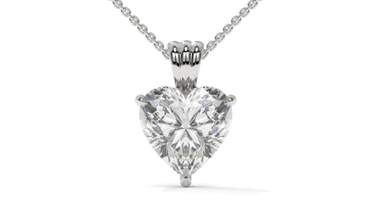 3.00 CTW Heart-Shaped Diamond Solitaire Pendant in 14K White Gold – Secure Claw-Prong Setting