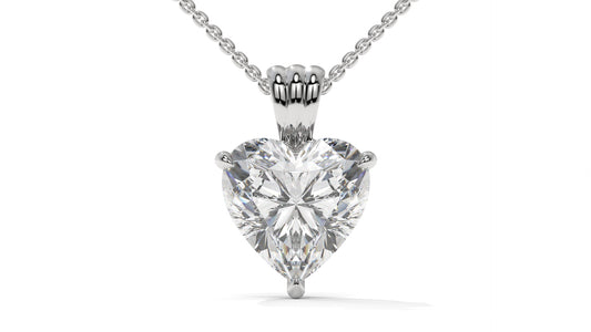 3.00 CTW Heart-Shaped Diamond Solitaire Pendant in 14K White Gold – Secure Claw-Prong Setting