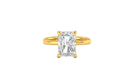 4.00 Ctw Radiant Cut Solitaire Engagement Ring Set In 14K Yellow Gold